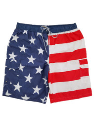 Mens American Flag USA Patriotic Cargo Swim Trunks Swim Shorts Board Shorts