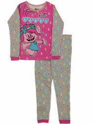 Girls Pink Trolls Poppy Long Johns Thermal Underwear Base Layer Set