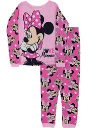 Disney Girls Pink Minnie Mouse Long Johns Thermal Underwear Base Layer Set