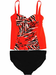 Womens Red White Black Zebra Tiger Animal 2 Piece Swimming Suit Tankini Set 16