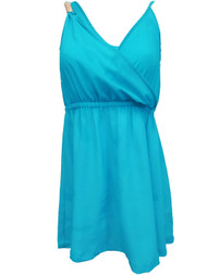 Kardashian Collection Womens Sky Blue Cross Front Sun Dress Sundress