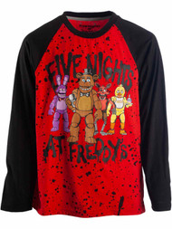 Boys Red & Black Speckle Five Nights At Freddy's Long Sleeve T-Shirt Tee