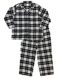 Womens Black & White Buffalo Plaid Flannel Pajamas Sleep Set