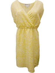 Kardashian Collection Womens Bright Yellow Cheetah Print Sun Dress Sundress