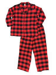 Womens Red & Black Buffalo Plaid Flannel Pajamas Sleep Set