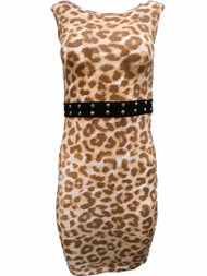 Kardashian Collection Womens Leopard Cheetah Print Pencil Dress Slim Fit Dress
