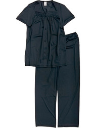Lissome Lounge Womens Classic Black Silky Soft Semi-Sheer Pajamas Sleep Set