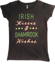Womens St Patricks Day Holiday T-Shirt Irish Kiss Wish Shamrock Tee