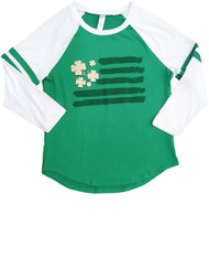 Junior Womens St Patricks Day Holiday T-Shirt Lucky Shamrock Raglan Tee