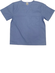 Womens Plain Light Blue Medical Smock Nurse Scrubs Shirt Pocketed Top
