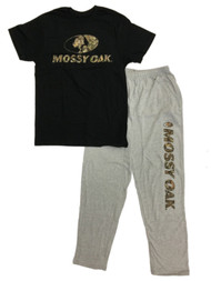 Mens 2pc Black & Gray Mossy Oak Pajamas Sleep Set Lounge Pants & T-Shirt Set M