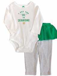 Carters Infant Girls St Patricks Day Outfit Shenanigans Bodysuit & Pants Set