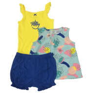 Infant Girls Be Happy Baby Outfit Floral Shirt Diaper Cover & Bodysuit Set