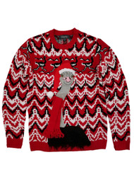 Mens Ugly Christmas Ostrich Scarf Holiday Knit Crewneck Sweater
