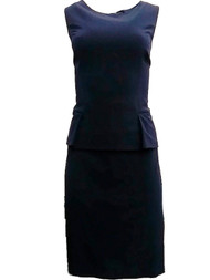 Womens Navy Blue Hip Ruffle A-Line Pencil Tank Top Dress 16