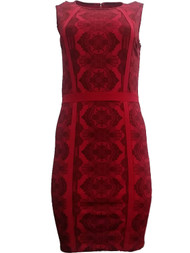 Womens Kardashian Kollection Red Black Lace Pencil Body Con Dress X-Small