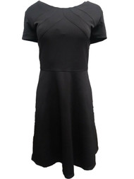 Womens Black Cross Chest 50s Fit & Flare Skirt Short Sleeve Dress 18