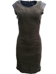 Womens Kardashian Kollection Olive Green Tweed Pencil Body Con Dress Large