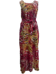 Womens Green Magenta Zebra Tiger Print Opaque Tank Top Maxi Dress