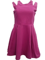 Womens Kardashian Kollection Magenta Purple Checker Textured Fit & Flare Dress