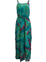 Womens Green Purple Blue Scribble Chevron Opaque Tank Top Maxi Dress