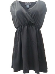 Kardashian Collection Womens Solid Black Wrap Sun Dress Summer Sundress Medium