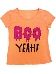 Girls Orange Boo Yeah Halloween T-Shirt Pink Slime Tee Shirt
