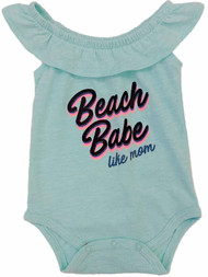 Infant Girls Blue Ruffle Beach Babe Like Mom Bodysuit Creeper Baby Shirt