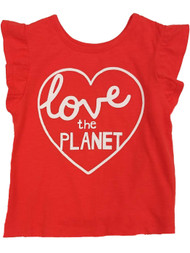 Toddler Girls Red Love The Planet Tank Top Baby Tee Shirt