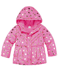 Toddler Girls Hot Pink & Gold Polka Dot Puffer Jacket Winter Snow Coat