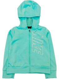Nike Therma Girls Blue & Silver Zip Front Hoodie Sweatshirt Jacket Dri-fit