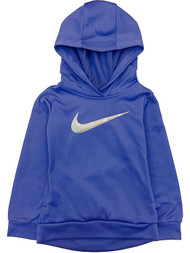 Nike Therma Girls Purple & Silver Swoosh Hoodie Sweatshirt Jacket Dri-fit