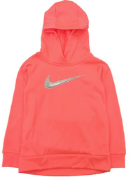 Nike Therma Girls Coral Peach Swoosh Hoodie Sweatshirt Jacket Dri-fit