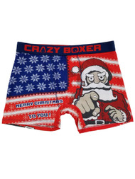 Mens American Flag Merry Christmas Santa Claus Novelty Underwear Boxer Briefs XL