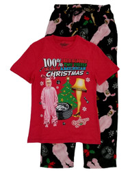 A Christmas Story Mens 2PC Ralphie Leg Lamp Sleep Set Sleepwear Pajama Set
