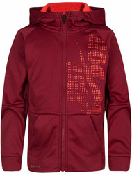Nike Therma Boys Red Just Do It Zip Front Hoodie Sweatshirt Dri-Fit Jacket