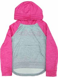 Adidas Girls Gray & Pink Rainbow Shimmer Hoodie Sweatshirt Jacket