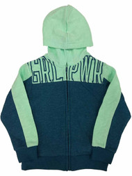 Xersion Girls Teal & Blue Girl Power Zip Front Hoodie Sweatshirt Jacket