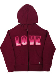 Xersion Girls Magenta Pink Love Zip Front Hoodie Sweatshirt Jacket