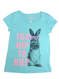 Girls Mint Green Easter Tee Shirt Bunny Rabbit Glasses Hip Hop T-Shirt