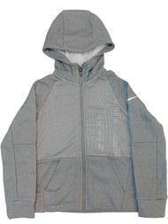 Nike Therma Boys Gray Just Do It Zip Front Hoodie Sweatshirt Dri-Fit Jacket