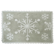 St Nicholas Square Gray Snowflake Throw Rug Crochet Edge 20x30 Cotton Bath Mat