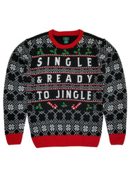 Mens Ugly Christmas Single & Ready To Jingle Knit Crewneck Sweater