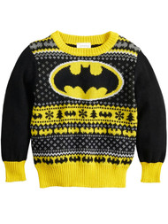 Batman DC Comics Toddler Boys Bat Symbol Christmas Holiday Knit Sweater