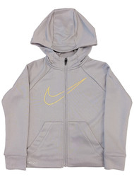 Nike Dri-Fit Boys Gray & Yellow Pixel Swoosh ZipHoodie Sweatshirt Jacket