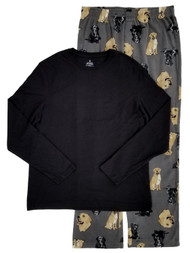 Mens 2 Pc Long Shirt & Microfleece Labrador Dog Pants Pajama Sleep Set