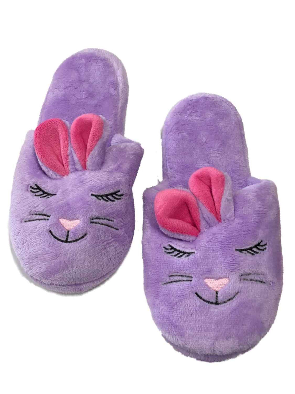 house shoes and slippers on Womens Plush Purple Bunny Rabbit Slippers Scuffs House Shoes The Primrose Lane