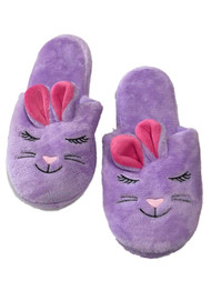 Womens Plush Purple Bunny Rabbit Slippers Scuffs House Shoes