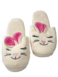 Womens Plush Off White Bunny Rabbit Slippers Scuffs House Shoes