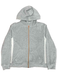 Xersion Girls 2-Tone Gray & White Zip Front Hoodie Sweatshirt Jacket